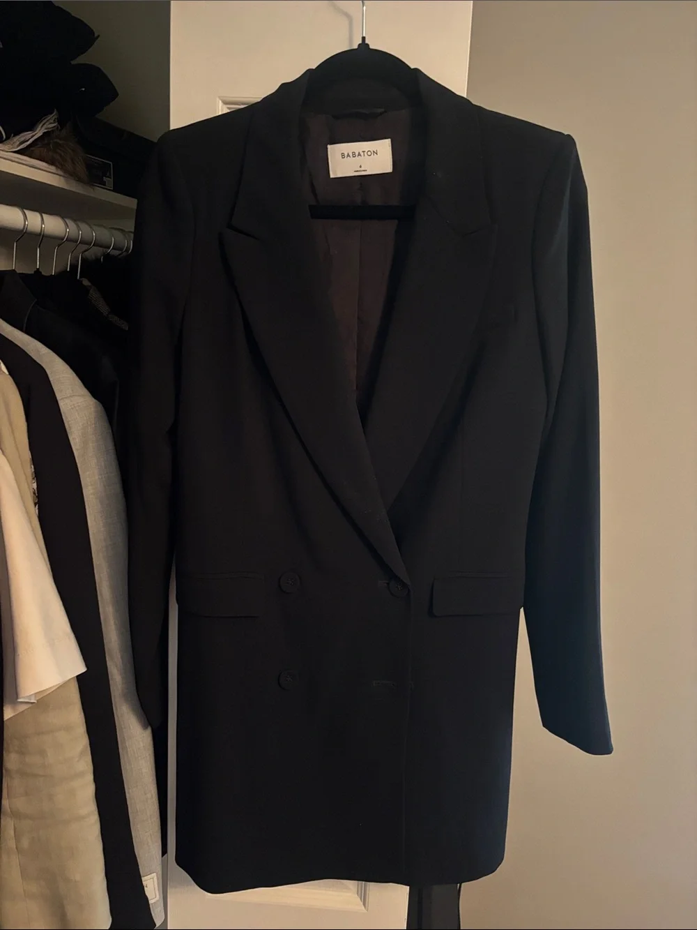 Babaton Black Double-Breasted Blazer Jacket - Picture 1 of 5